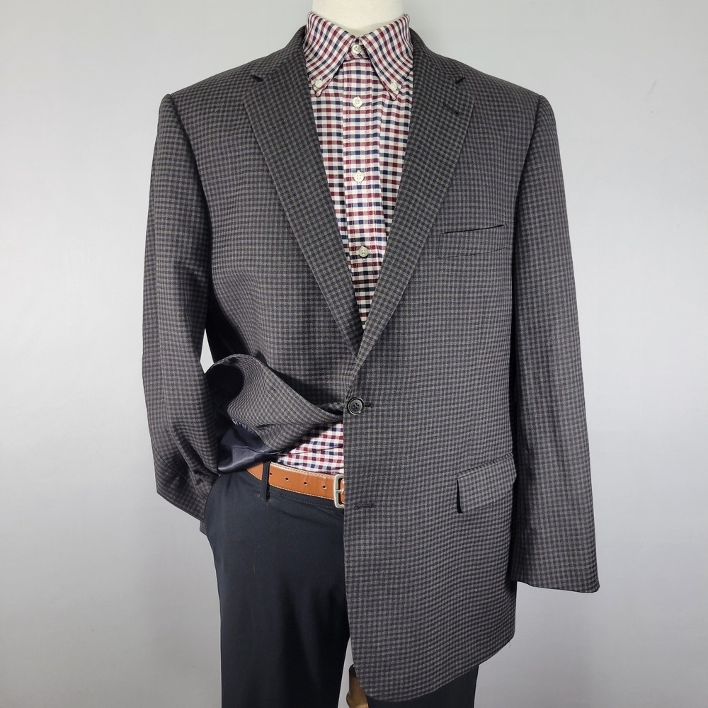 Turnbury‎ Men's Sport Coat Blazer Two Button Gray Checked Wool Size 46R